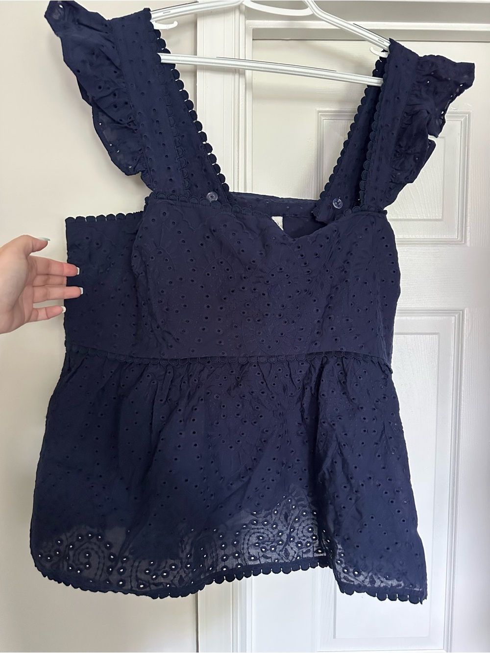 Torrid Navy Eyelet Ruffle Babydoll Top, size 3x